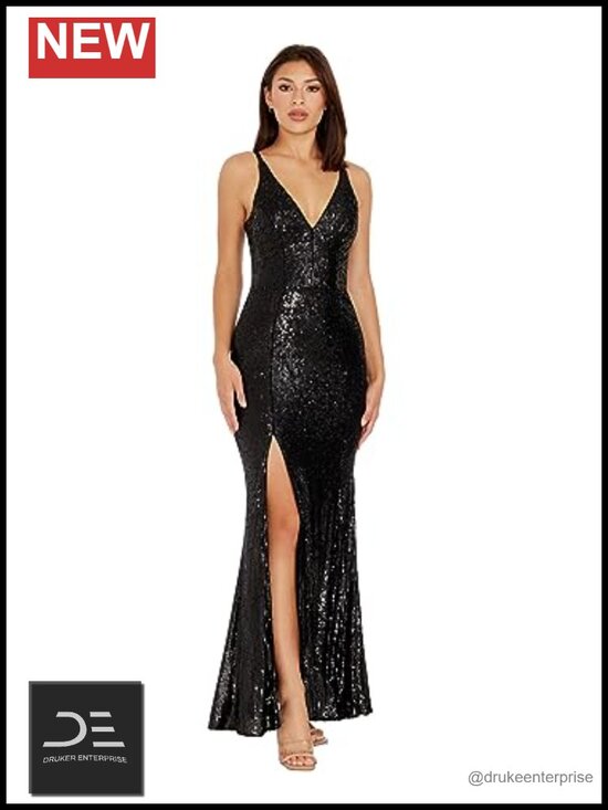 Dresses & Skirts - Sequin V-Neck Bodycon Maxi Dress Formal Evening Gown